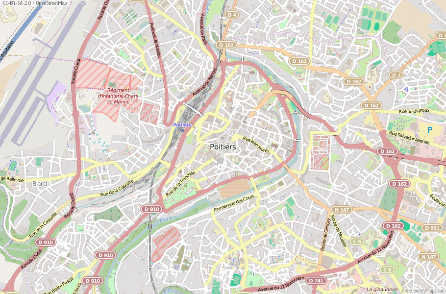 Poitiers Map France Latitude & Longitude: Free Maps