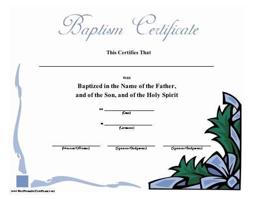 Baptism Certificate Printable Certificate