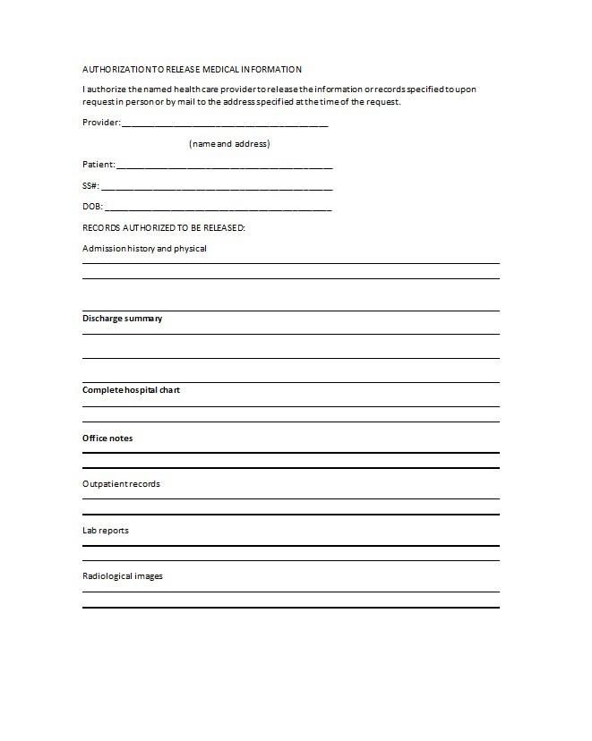 30+ Medical Release Form Templates - Free Template Downloads