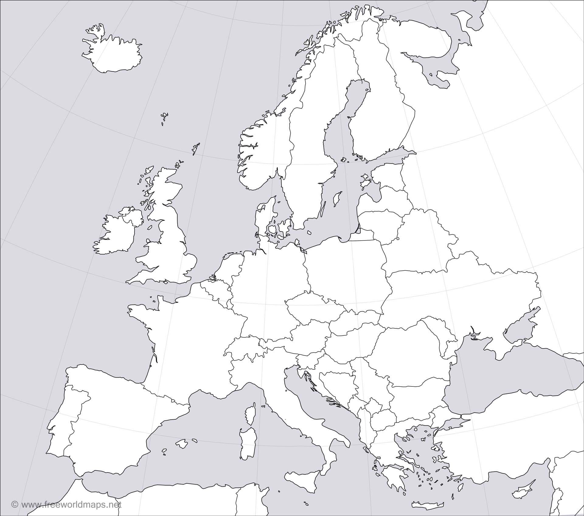 Blank Printable Map Of Europe