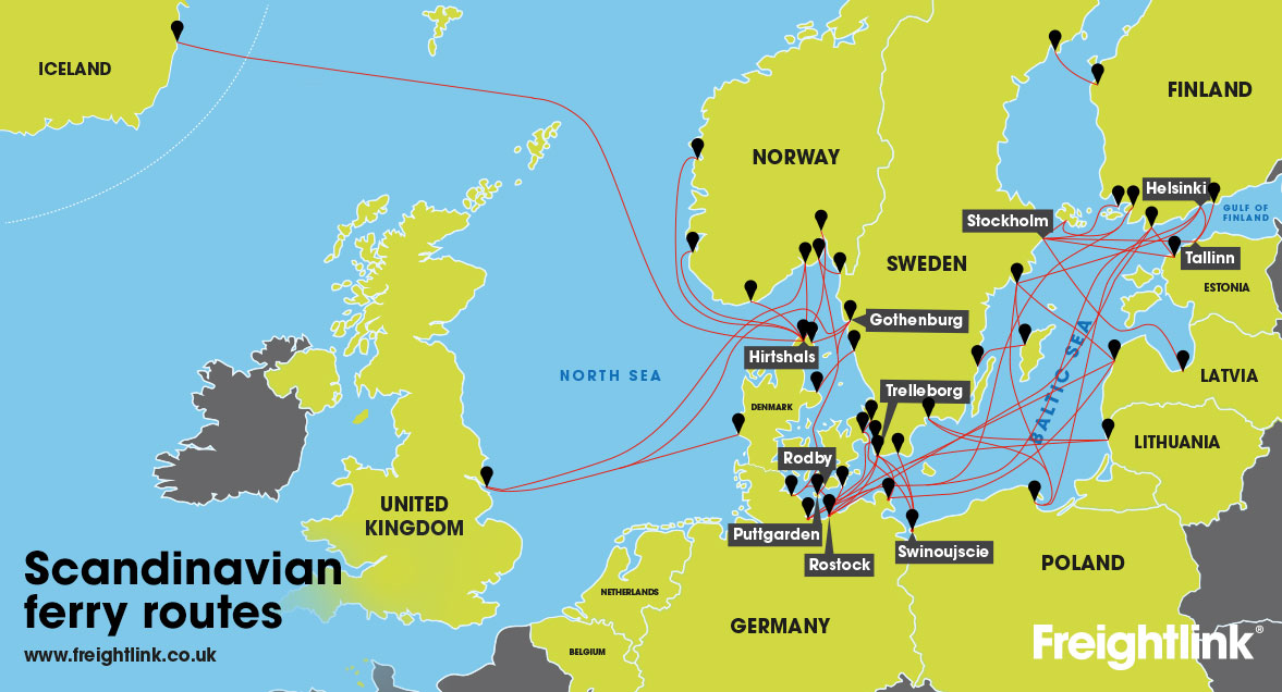 Europe Ferry Routes Map