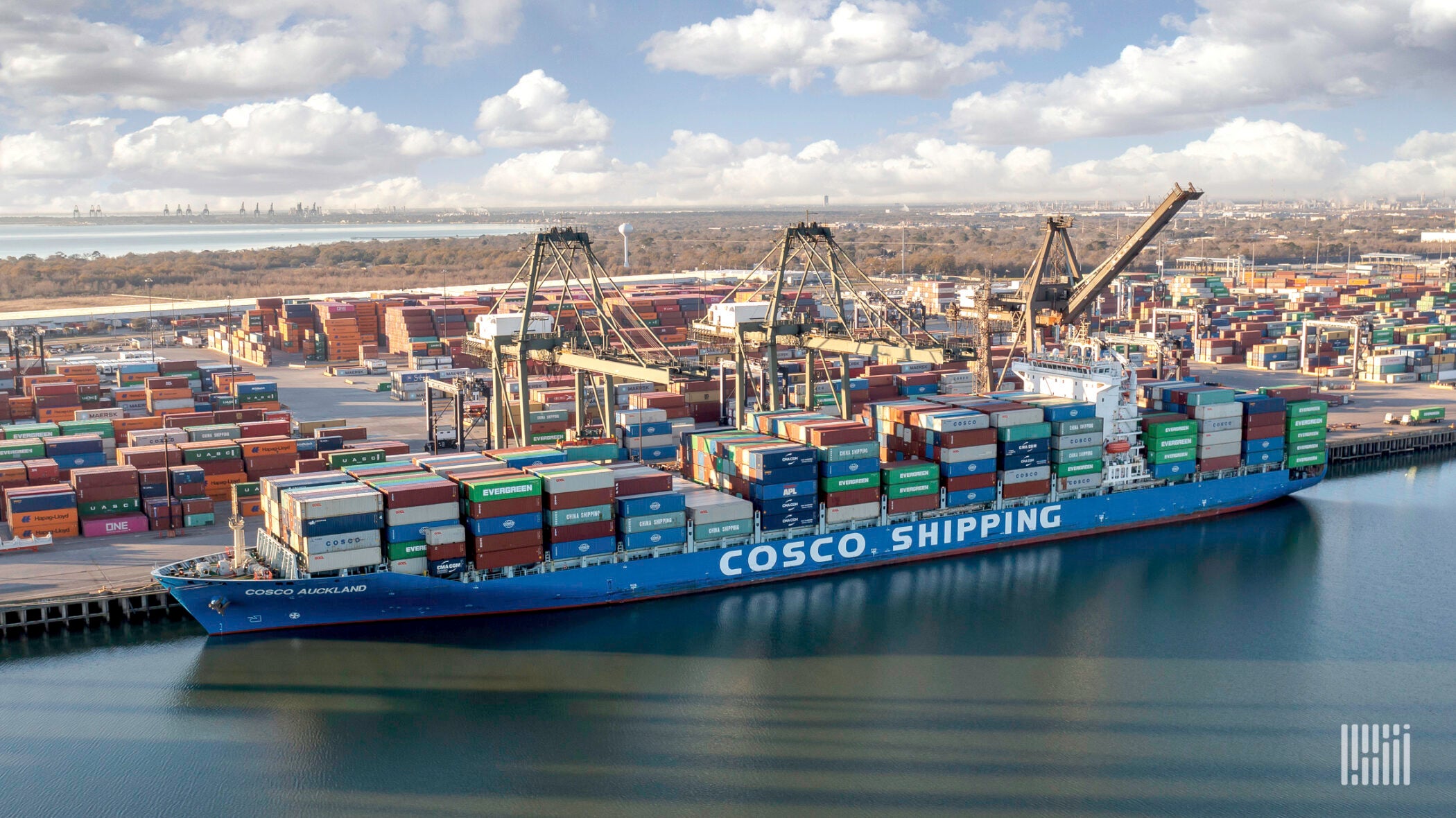 A container ship at the Port of Houston.