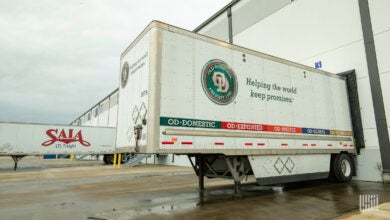 A Saia trailer and an Old Dominion trailer at a warehouse