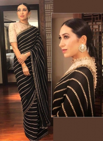 Black And Golden Color Saree