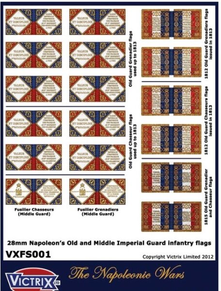 28mm Napoleon`s Old and Middle Imperial Guard Infantry Flags