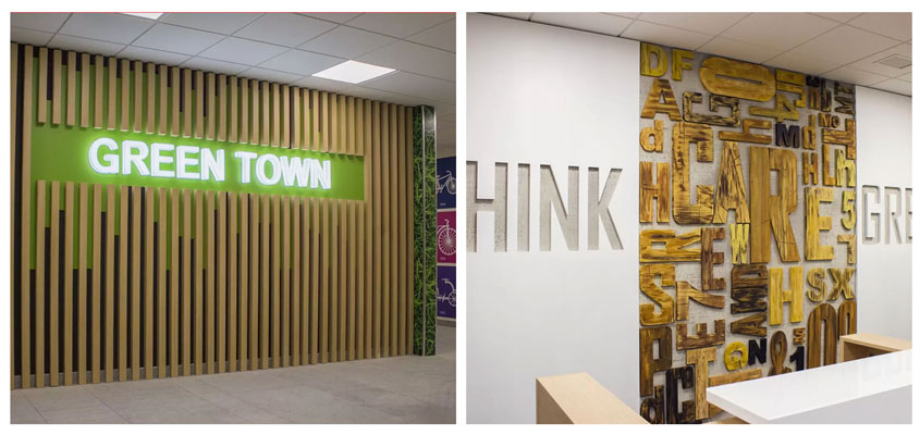 Ameriabank engraved wooden interior designs to boost productivity 