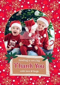 Tap to view Thank You with Love and Hugs Photo Xmas Card