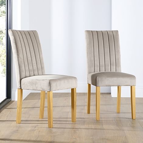 Salisbury Dining Chair, Champagne Classic Velvet & Natural Oak Finished Solid Hardwood