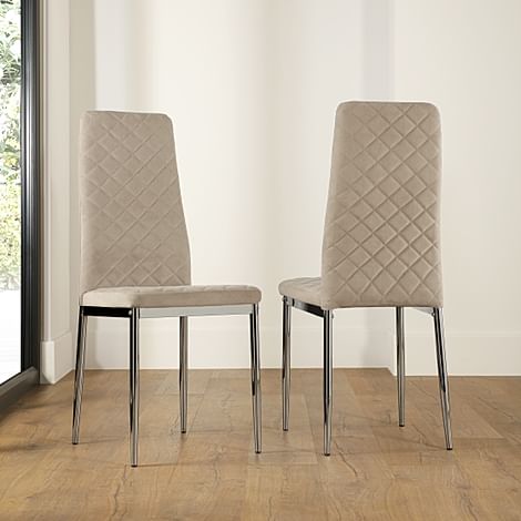 Renzo Dining Chair, Champagne Classic Velvet & Chrome