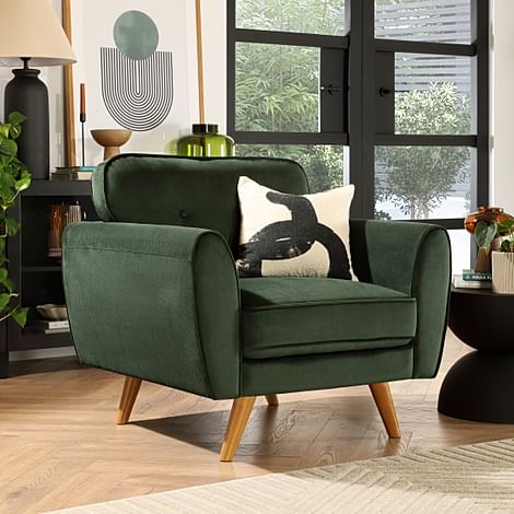 Harlow Armchair, Moss Green Classic Velvet