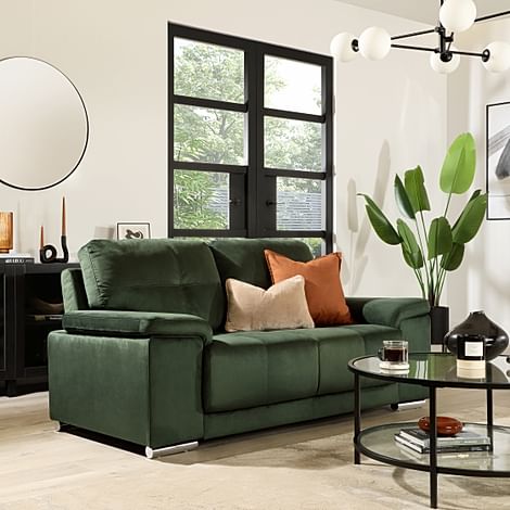 Kansas 2 Seater Sofa, Moss Green Classic Velvet