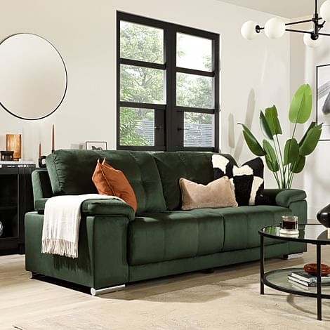 Kansas 3 Seater Sofa, Moss Green Classic Velvet