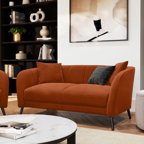 Loren 2 Seater Sofa, Burnt Orange Classic Velvet