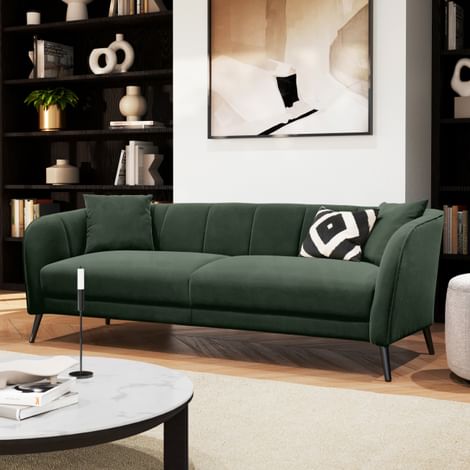 Loren 3 Seater Sofa, Moss Green Classic Velvet