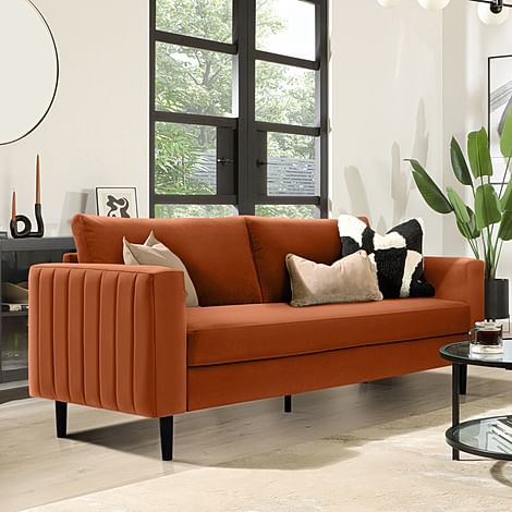 Lana 3 Seater Sofa, Burnt Orange Classic Velvet