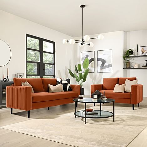 Lana 3+2 Seater Sofa Set, Burnt Orange Classic Velvet