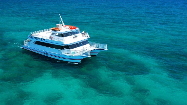 Aerial view of the Fury Glass Bottom Boat Tour