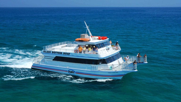 Image of people viewing the Key West waters on a Glass Bottom Boat Tour