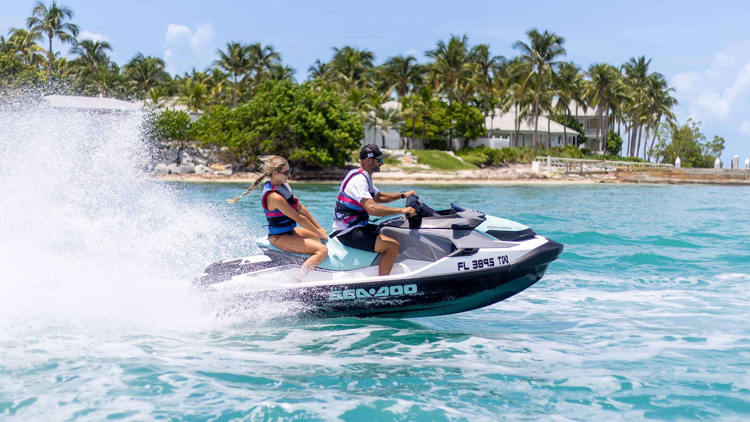 couple on a jet ski tour in key west