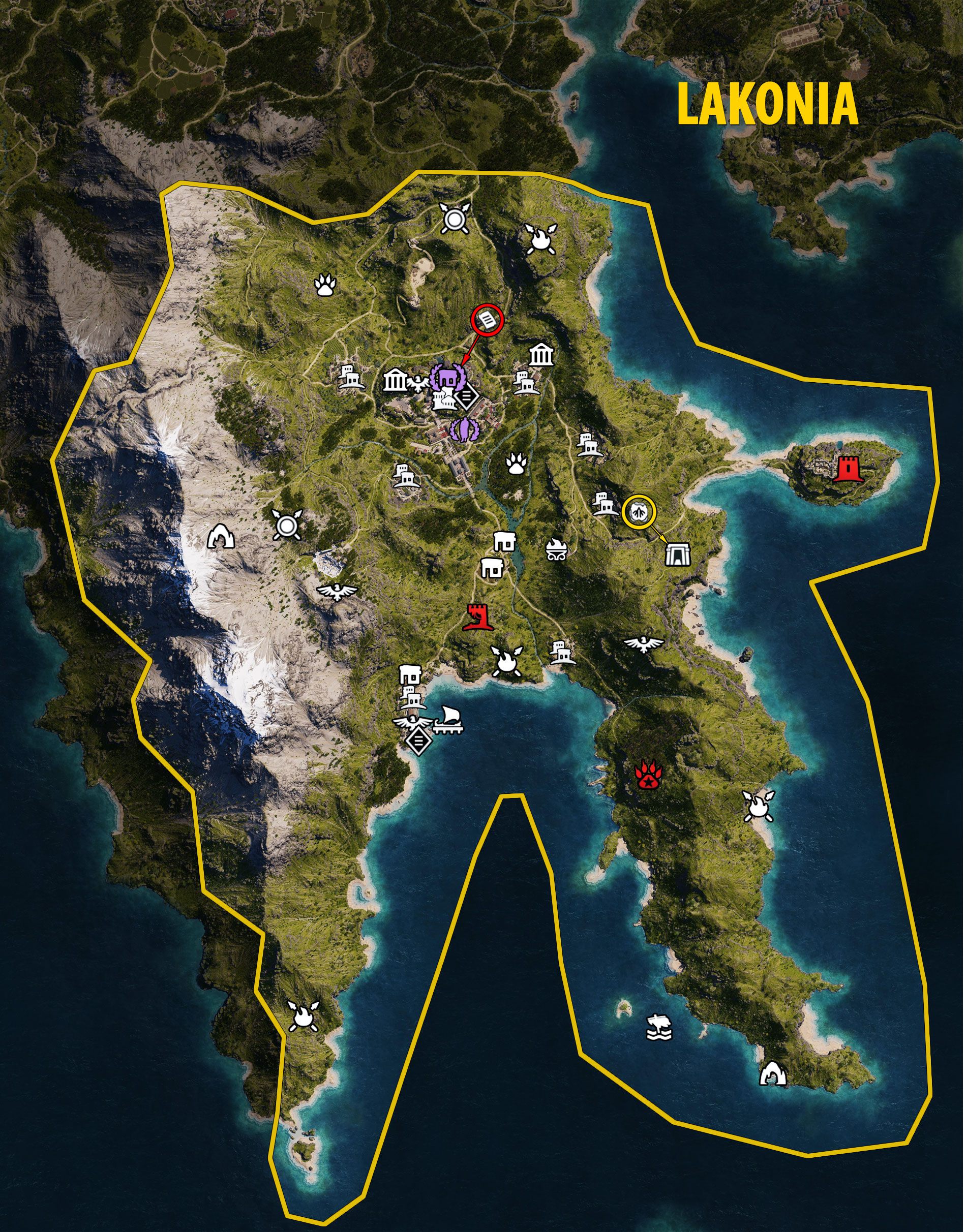 AC Odyssey: Lakonia Map - tombs, ostracons, documents, secrets ...