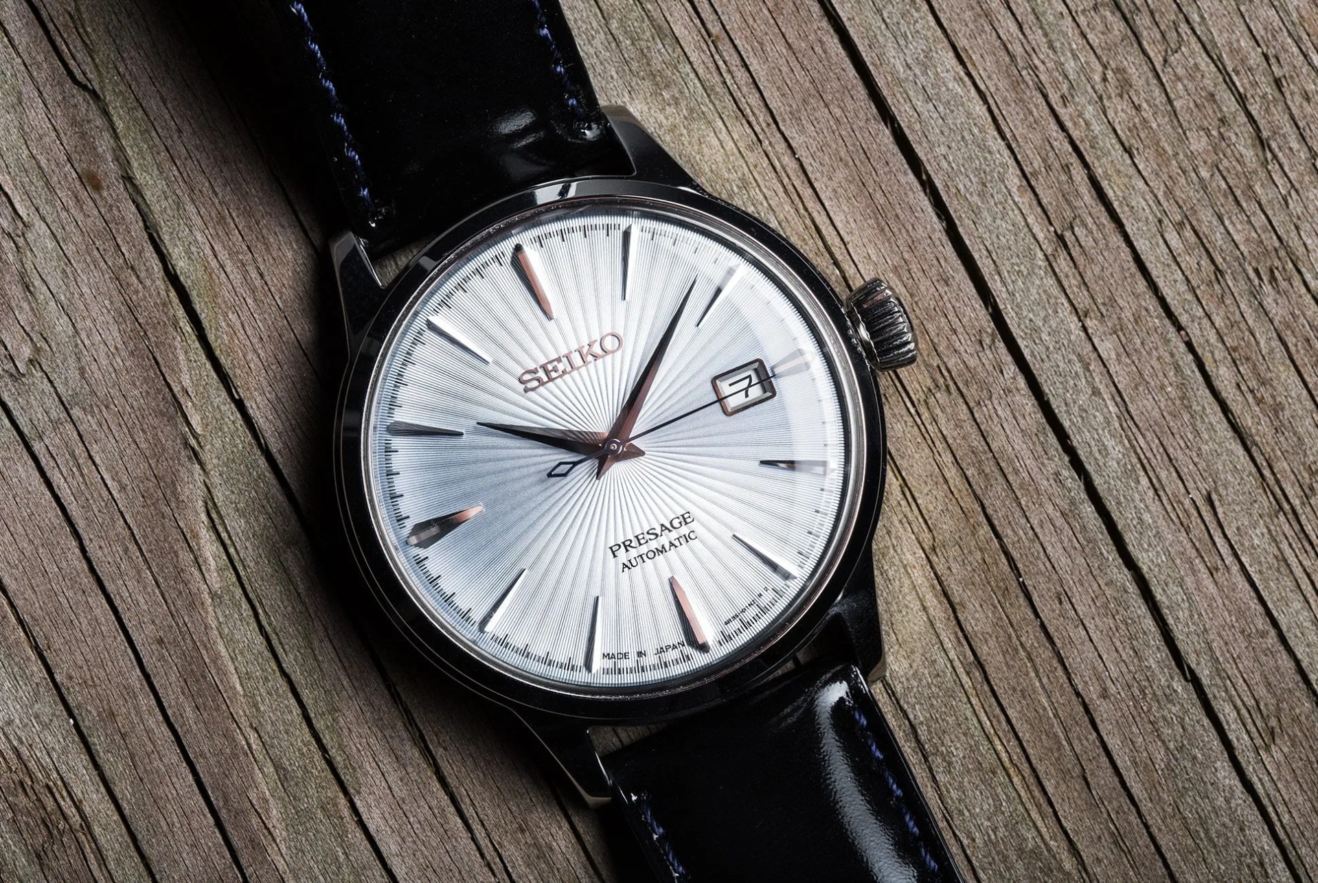 seiko presage watch on a table