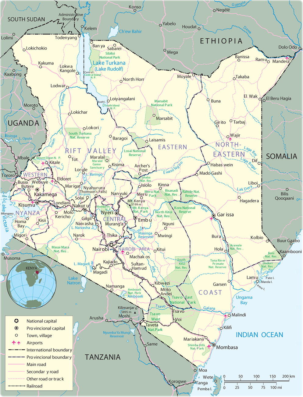 Map of Kenya - Nairobi - Travel Africa