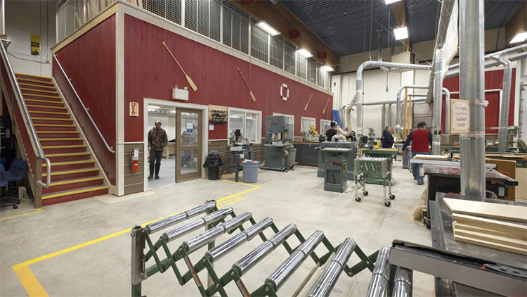 Woodworking shop at the Georgian College Muskoka Campus