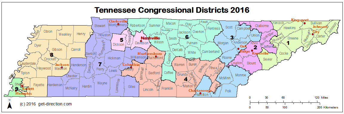 New Tennessee Congressional Districts Map image.