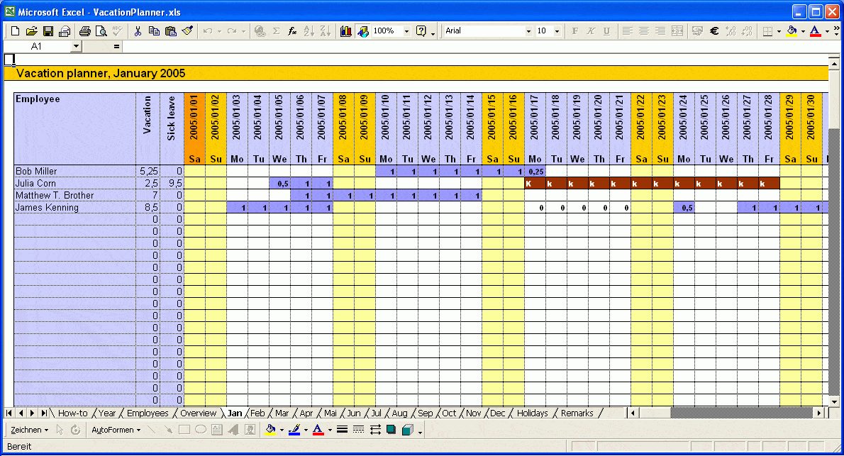 Excel Holiday Tracker Template 2024 - Leone Saraann