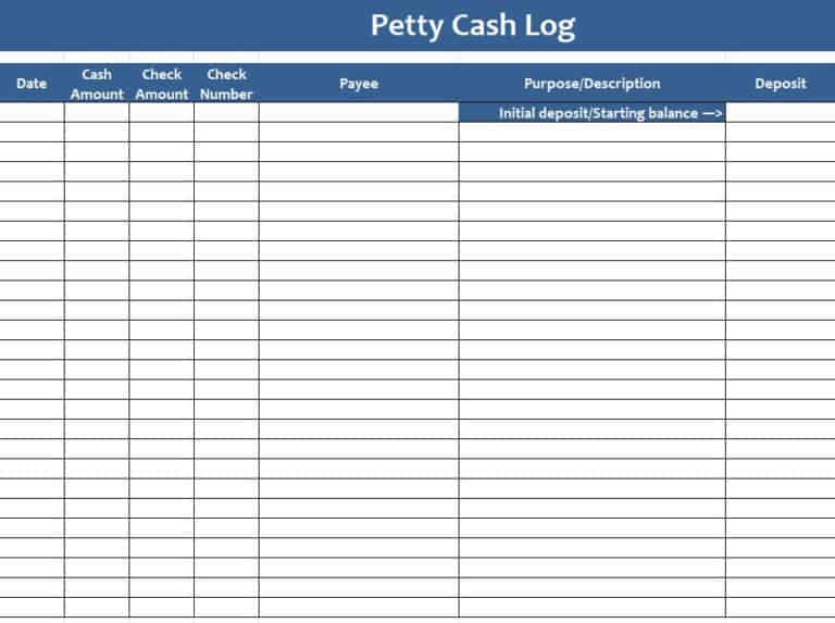 FREE 14+ Petty Cash Log Templates Excel - Excel Templates