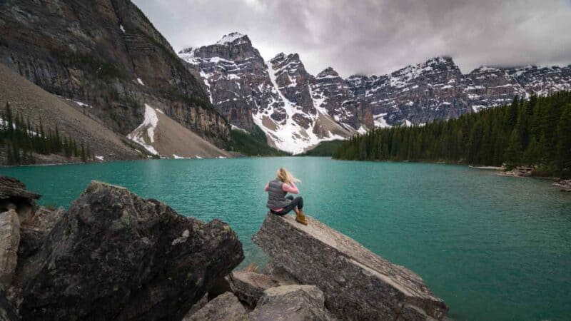 Driving the Alcan Highway Stop in Banff National Park Canada