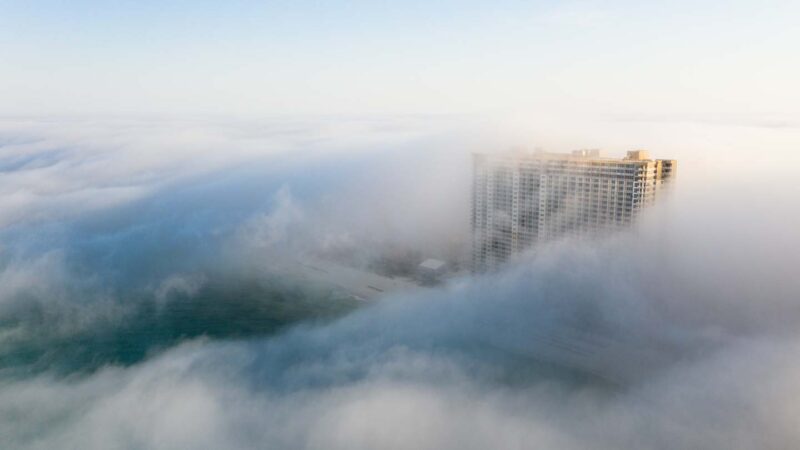 Coastline of Pamama City Beach covered in fog - things to see