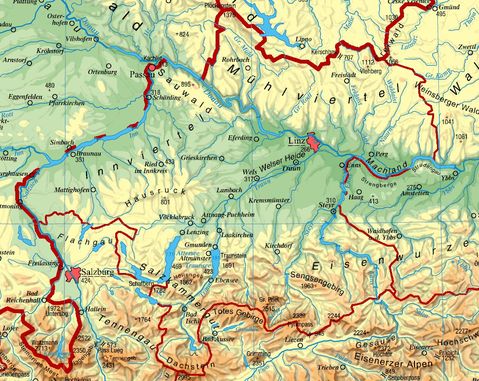 See fullsize map of: Map of Upper Austria