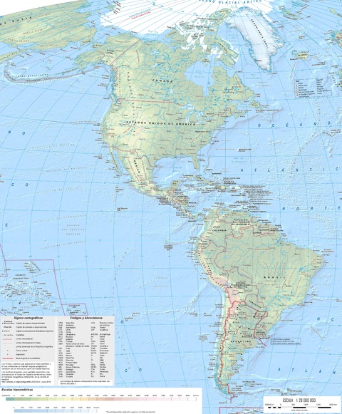 Physical map of the Americas | Gifex