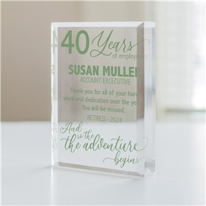 Personalized The Adventure Begins Retirement Acrylic Keepsake Block 7219193