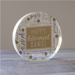 Personalized Confetti Retirement Word Art Round Acrylic Keepsake 7219402R