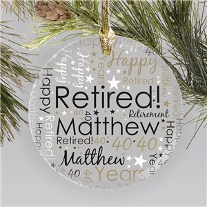 Custom Christmas Word Art Retirement Ornament