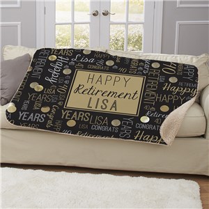 Personalized Confetti Retirement Word Art Sherpa Blanket U2194087