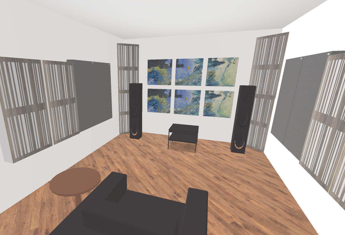 GIK Acoustics 2 Channel Listening Room 3D plan inside