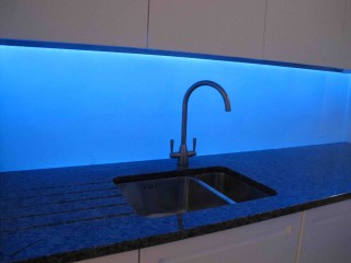 Blue led splashback