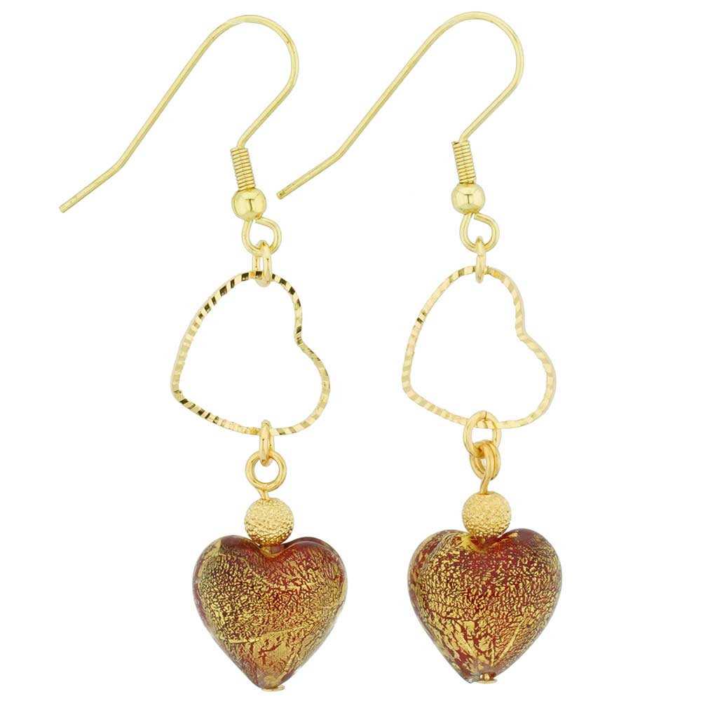 Ca D'Oro Venetian Heart earrings -red