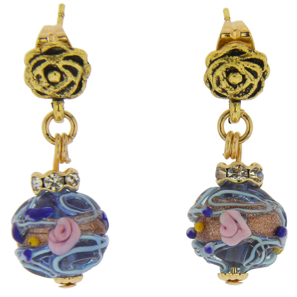 Magnifica antique stud balls earrings -cobalt blue