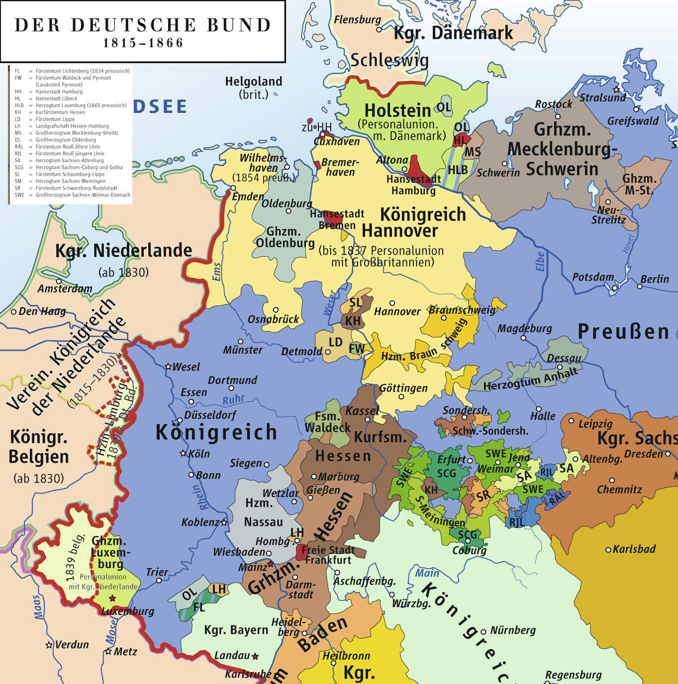 Map Of The German Confederation 1815 With Flags Oc Mapporn - Bank2home.com