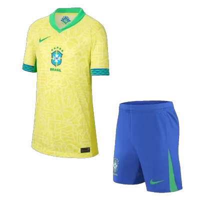 Brazil Home Kids Soccer Jerseys Kit Copa America 2024 - gogoalshop