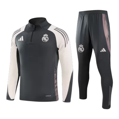 Real Madrid 1/4 Zip Tracksuit 2024/25 Kids Gray - gogoalshop