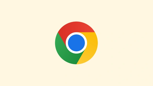 Das runde Chrome-Logo vor einem gelben Hintergrund.