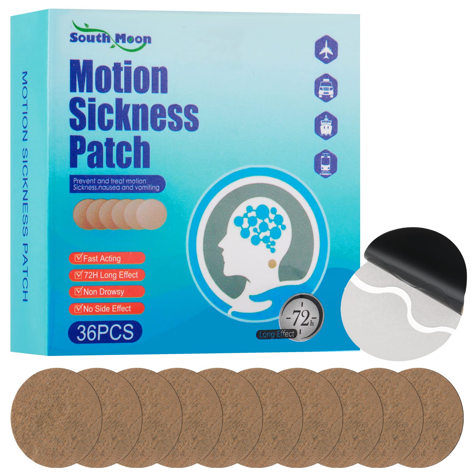 36 Pieces Motion Sickness Patches Sea Sickness Patch for Cruise Motion ...