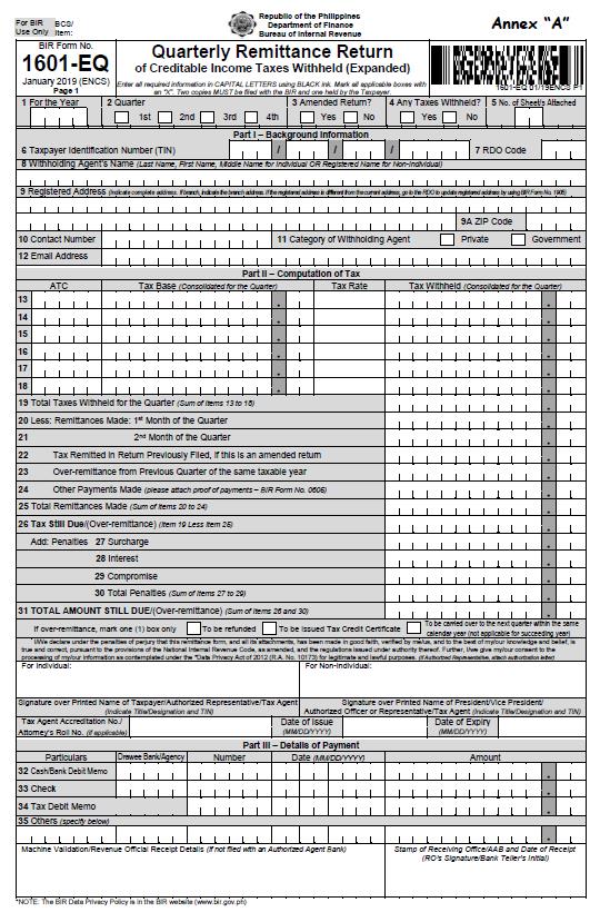 Availability of enhanced BIR Forms 1601-EQ and new 1602Q | Grant Thornton