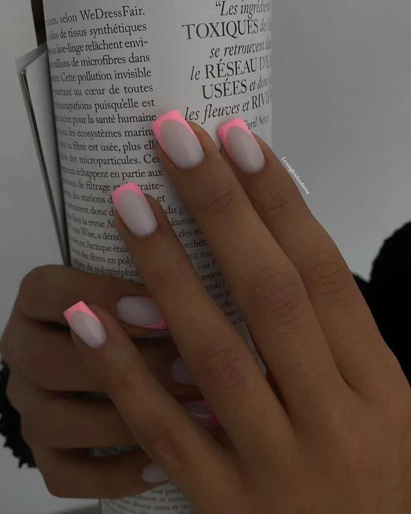 Milky Pink French Nails with Milky White Base