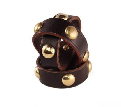 Leather Studded Cuff with Brass Studs